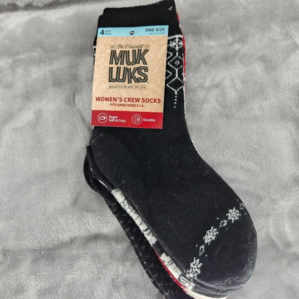 Muk Luks Women's Cozy Socks 4‎ Pack Size 6-11 NWT
